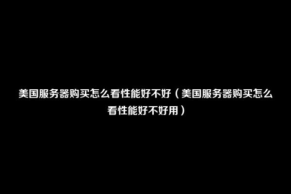 美国服务器购买怎么看性能好不好（美国服务器购买怎么看性能好不好用）