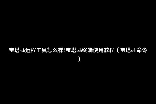 宝塔ssh远程工具怎么样?宝塔ssh终端使用教程（宝塔ssh命令）