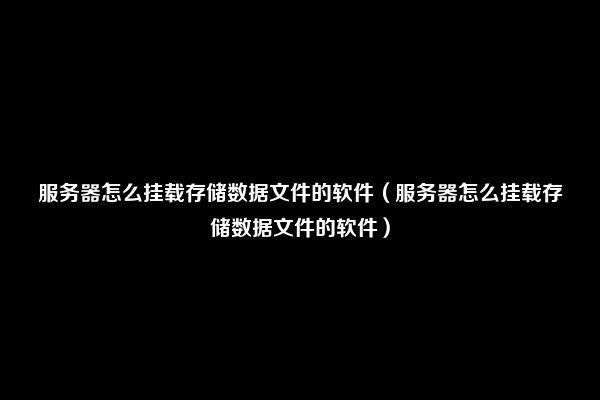 服务器怎么挂载存储数据文件的软件（服务器怎么挂载存储数据文件的软件）