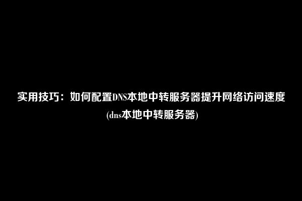 实用技巧：如何配置DNS本地中转服务器提升网络访问速度 (dns本地中转服务器)