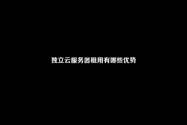 独立云服务器租用有哪些优势