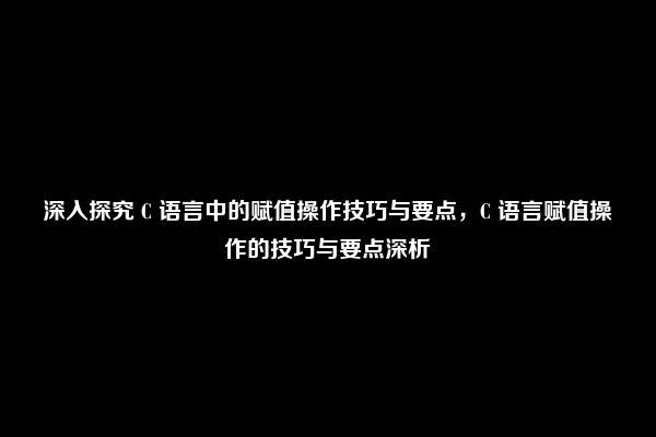 深入探究 C 语言中的赋值操作技巧与要点，C 语言赋值操作的技巧与要点深析