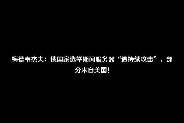 梅德韦杰夫：俄国家选举期间服务器“遭持续攻击”，部分来自美国！